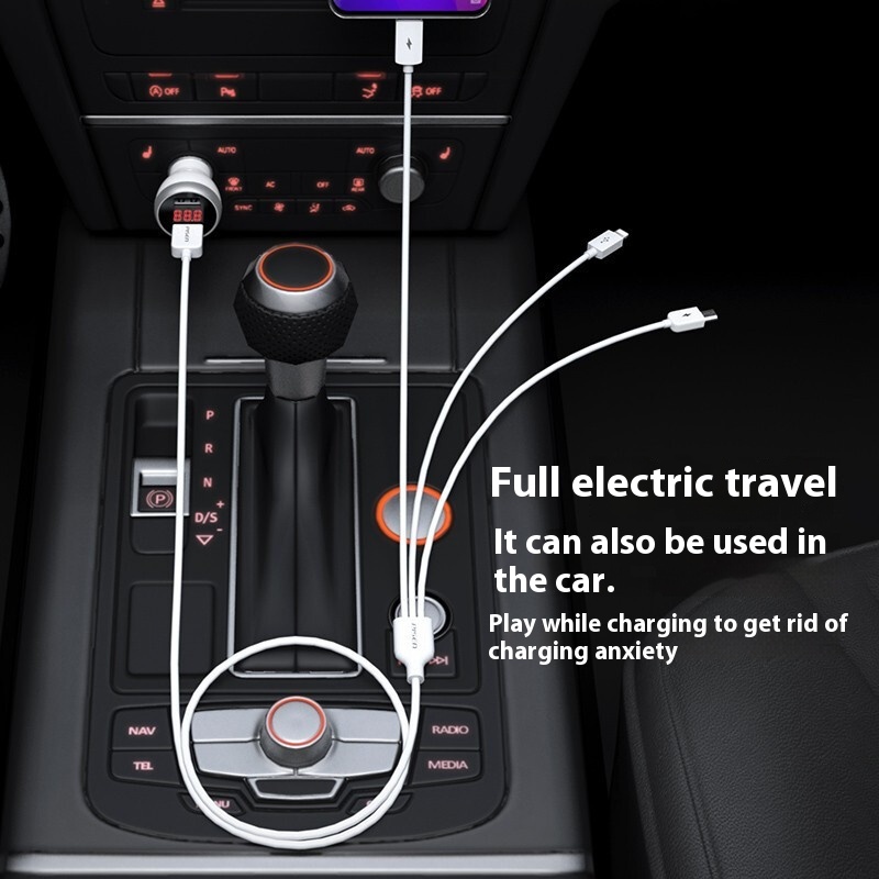Pheng Type-c Mobile Phone Charging Cable Three-in-one Data Cable One-to-three Fast Charging White Genuine