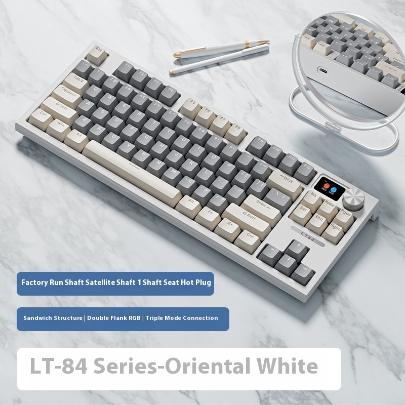 Langtu LT84 Three-mode 2.4G Wireless Bluetooth Mechanical Keyboard Wired Blue Axis Gaming Keyboard