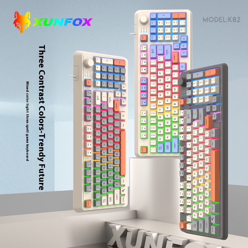 Xuanyinhu K82 Gaming Wired Keyboard Three-color Luminous Mechanical Feel Desktop Computer Accessories Private Model