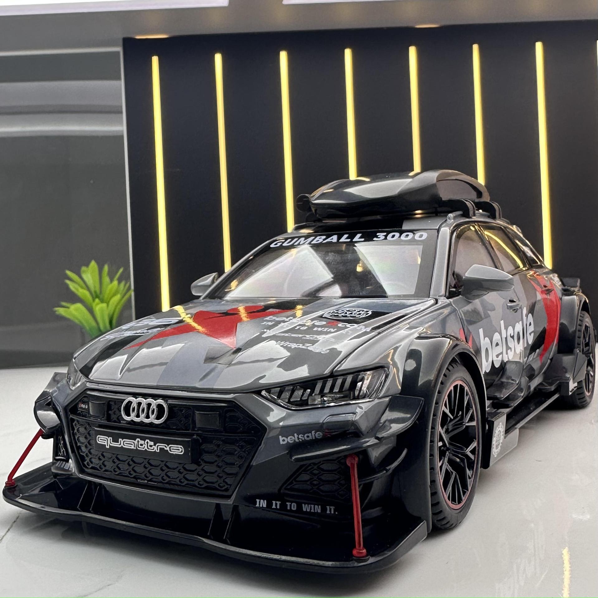 Weili Alloy Car Model 1:24 Audi RS6 Modified Version Sound And Light Pull Back Toy Car Music Model Ornaments Collection