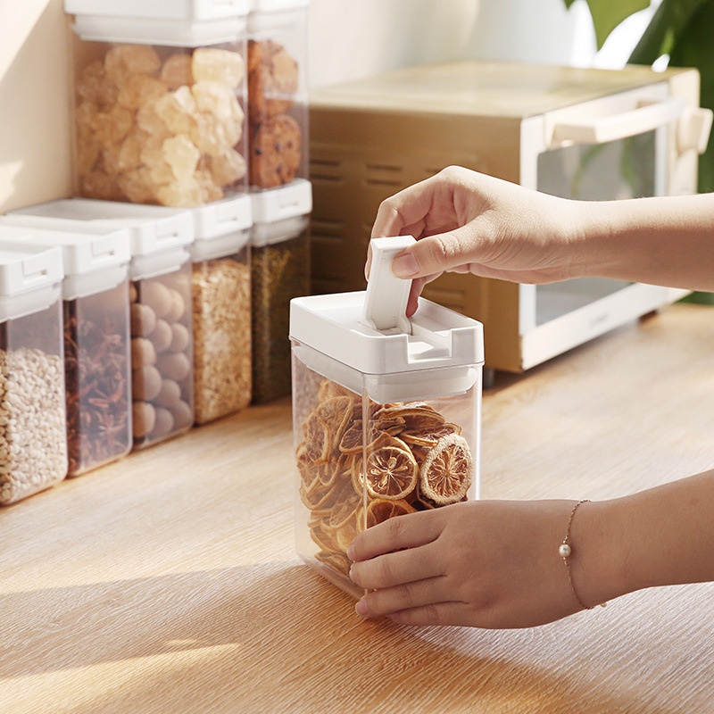 Japanese Style Thick Sealed Jar PET Grain Storage Box Moisture-proof Kitchen Transparent Plastic Food Preservation Box