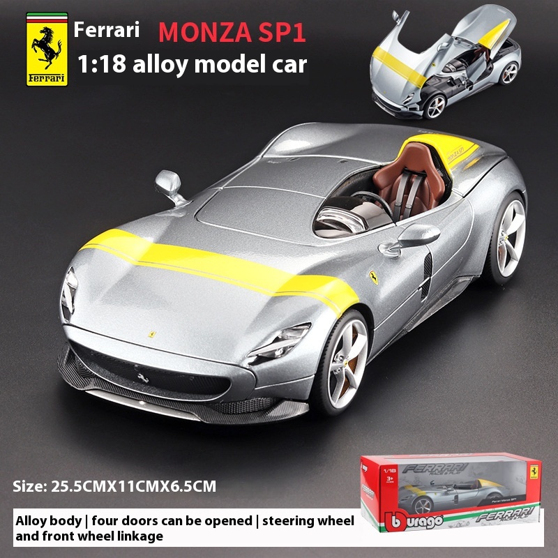 1:18 Ferrari MONZ3 SP1 Simulation Alloy Sports Car Model Ornaments Collection Gift